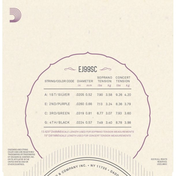 D'Addario EJ99SC Ukulele Sopran/Concert FluoroCarbon